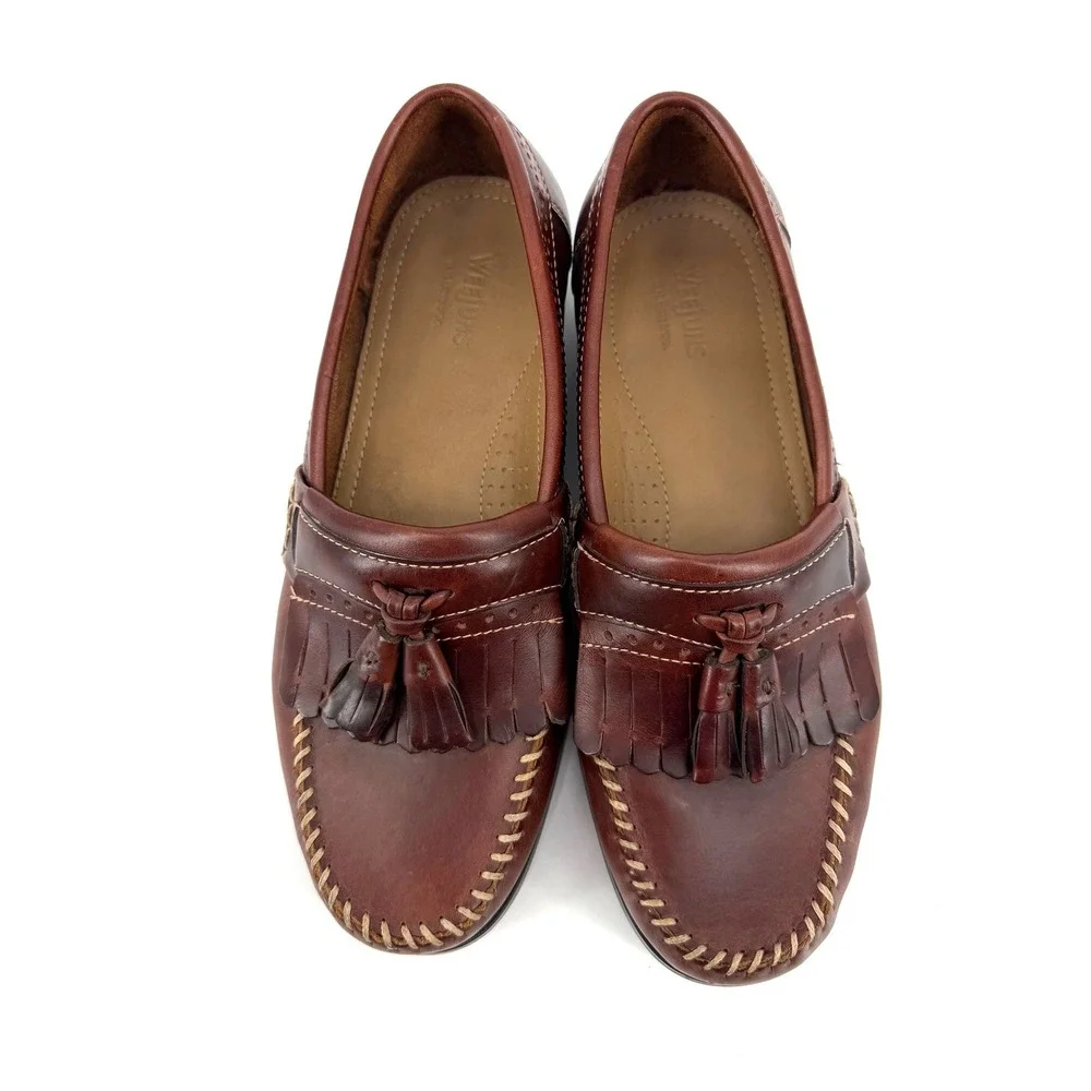 GH Bass Weejuns Michael Mens 8 Burgundy Leather Kiltie Tassel Loafers Shoes